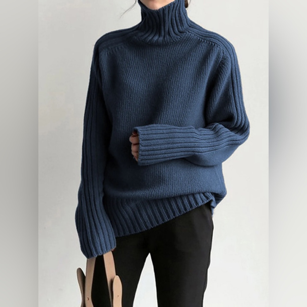 COMMENSE Solid High Neck Knit Sweater - size XSmall
